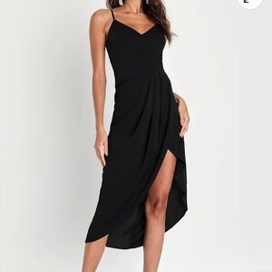 Lulu's Black Midi Dress